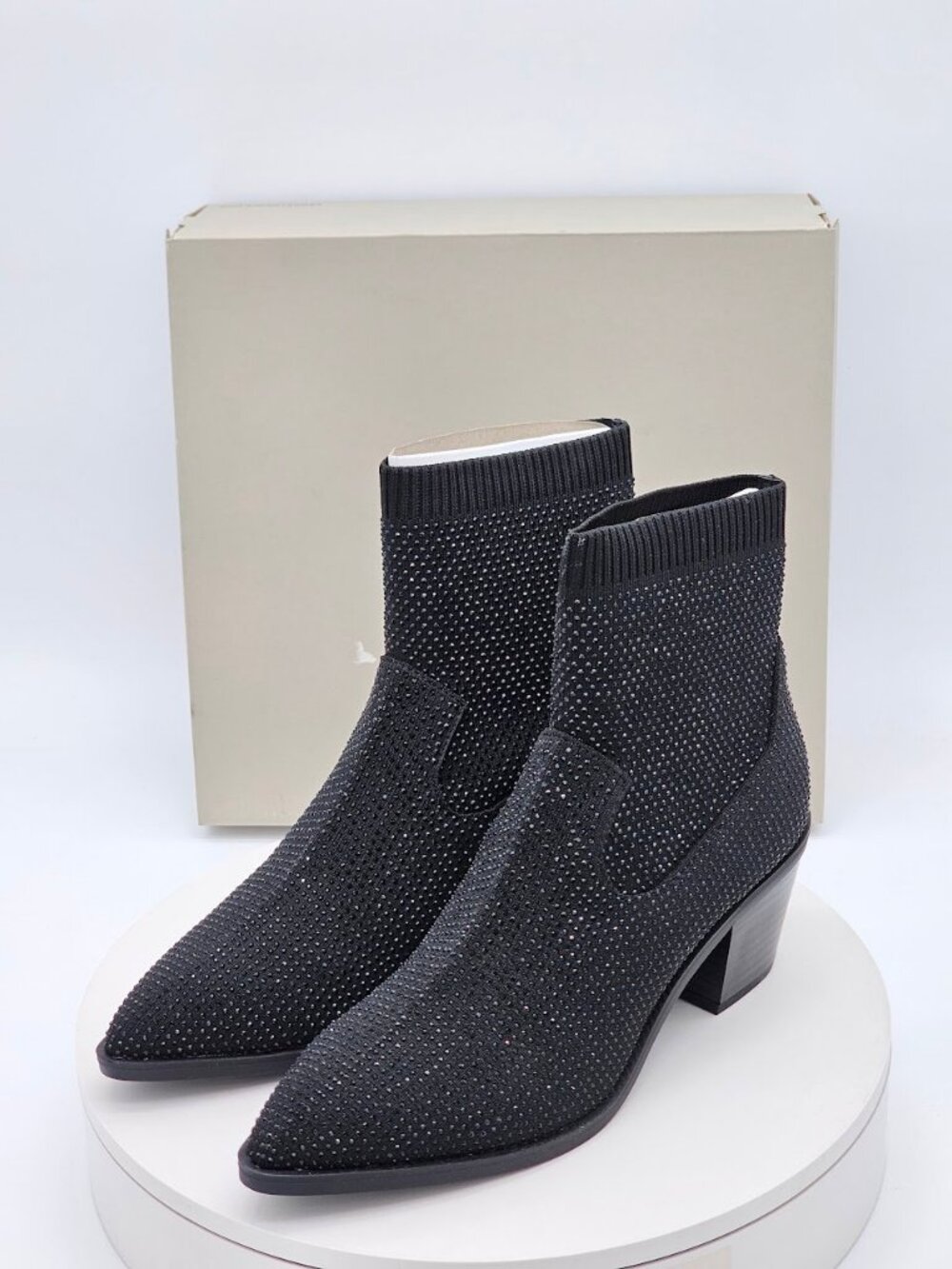 Kenneth Cole Reaction Jess Black Rhinestone Knit Ankle Boots Women’s 8 M - Picture 7 of 11